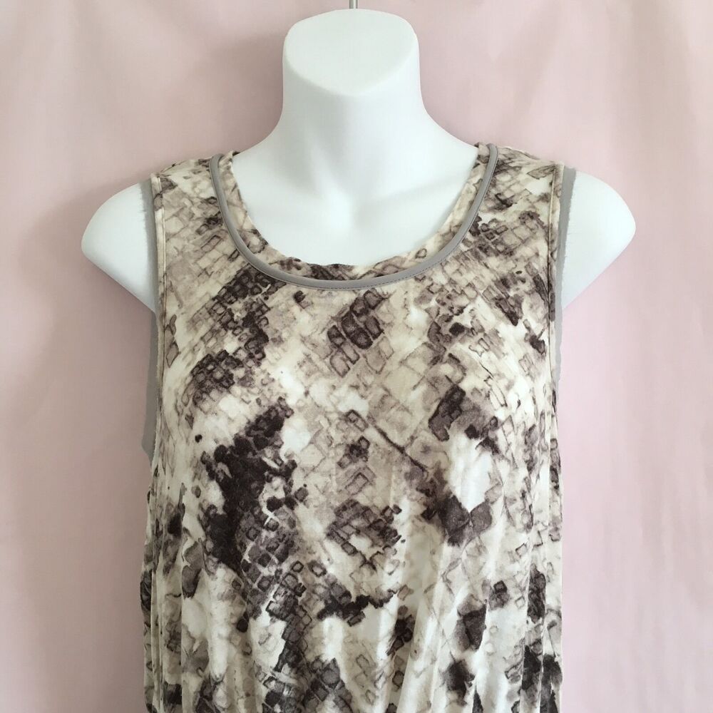 Simply Vera Vera Wang Dress Size Medium Animal Print Cinch Waist Beige/Gray